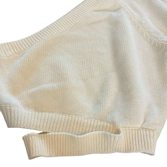 Lovers + Friends One Shoulder Puff Sleeve Cropped Sweater Sz XXS 100% Cotton - Picture 4 of 6